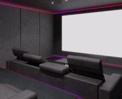 Heimkino Installation in München-Landshut mit Projektor und Surround Sound